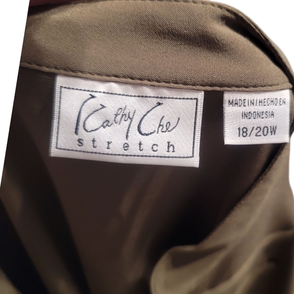 Kathy Che - 18/20 Stretch Olive Blouse - Picture 4 of 6